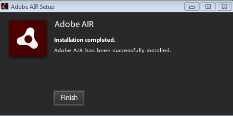 Công cụ Adobr Air đã được cài đặt thành công