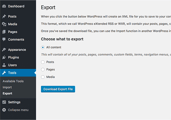 Truy cập vào Tools >> Export