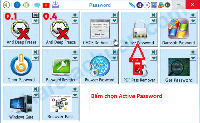 Chọn Active Password để khởi chạy chương trình
