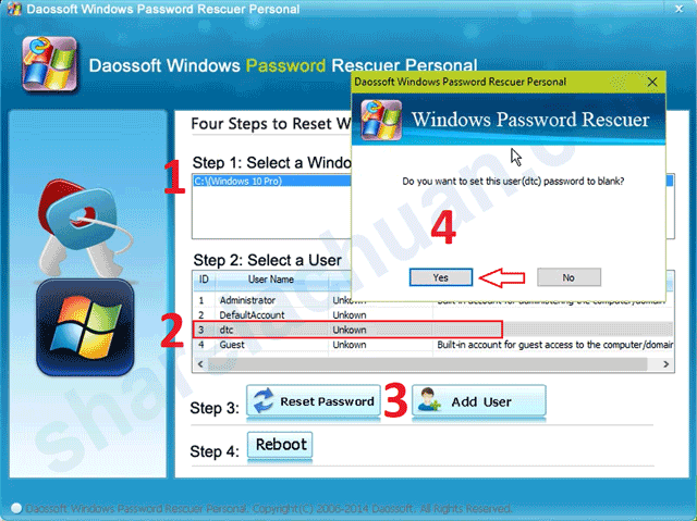 Phá password windows với daossoft windows password
