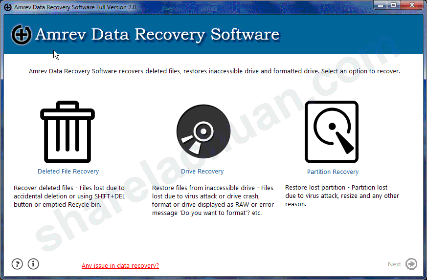 Phần mềm khôi phục dữ liệu Amrev data recovery